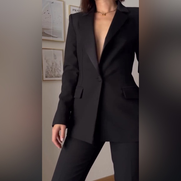 ZARA SATIN EFFECT TUXEDO JACKET - Picture 11 of 16